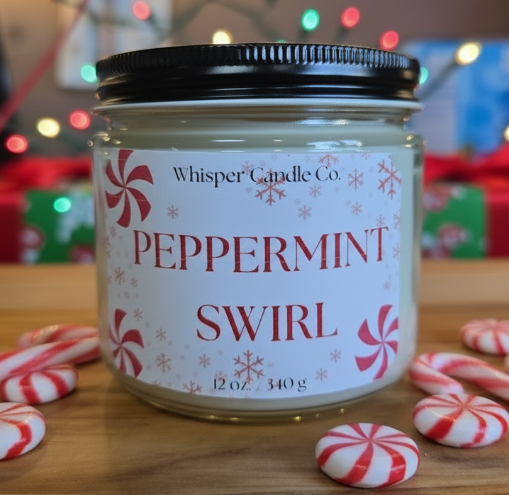 12 oz Peppermint Swirl Candle