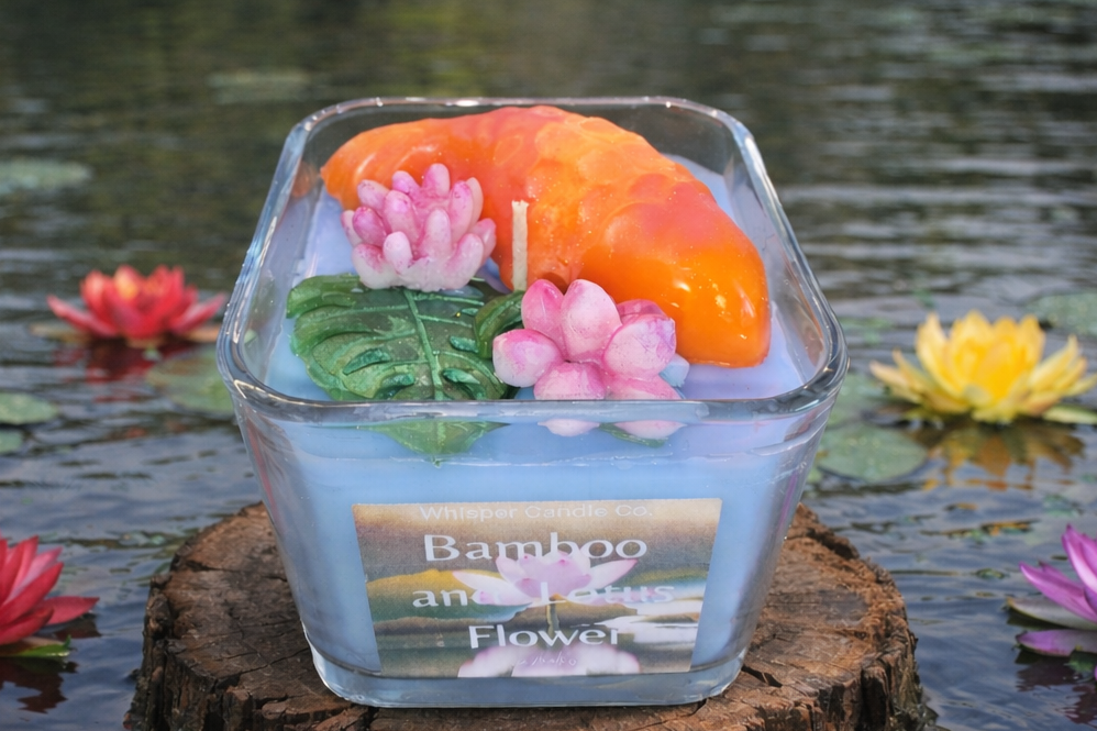 Bamboo and Lotus Koi Fish Candle