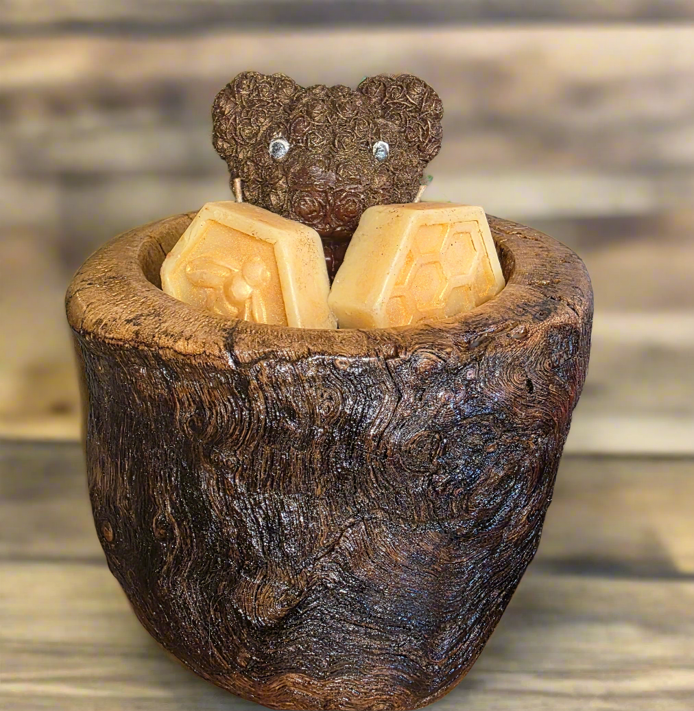 Bear Wooden Dough Bowl Candle