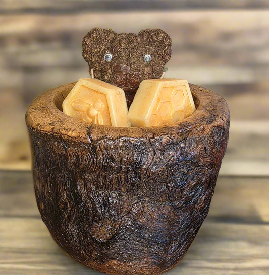 Bear Wooden Dough Bowl Candle