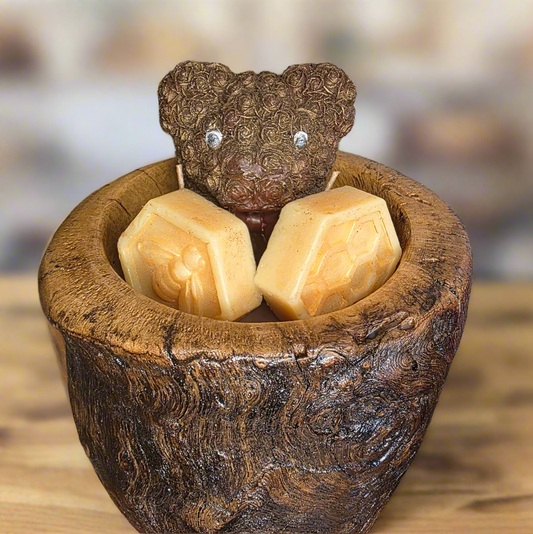 Bear Wooden Dough Bowl Candle
