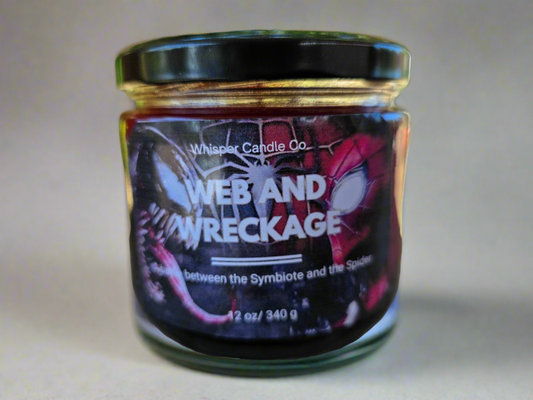 Web and Wreckage Spiderman Inspired Candle
