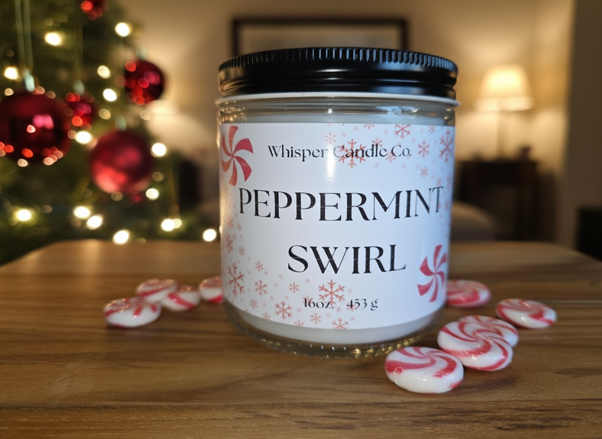 16 oz Peppermint Swirl Candle