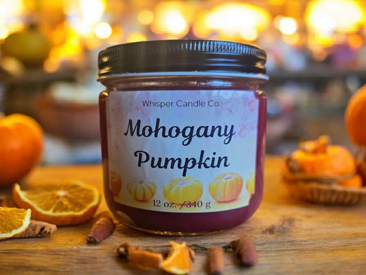 12 oz Mahagony Pumpkin Jar Candle