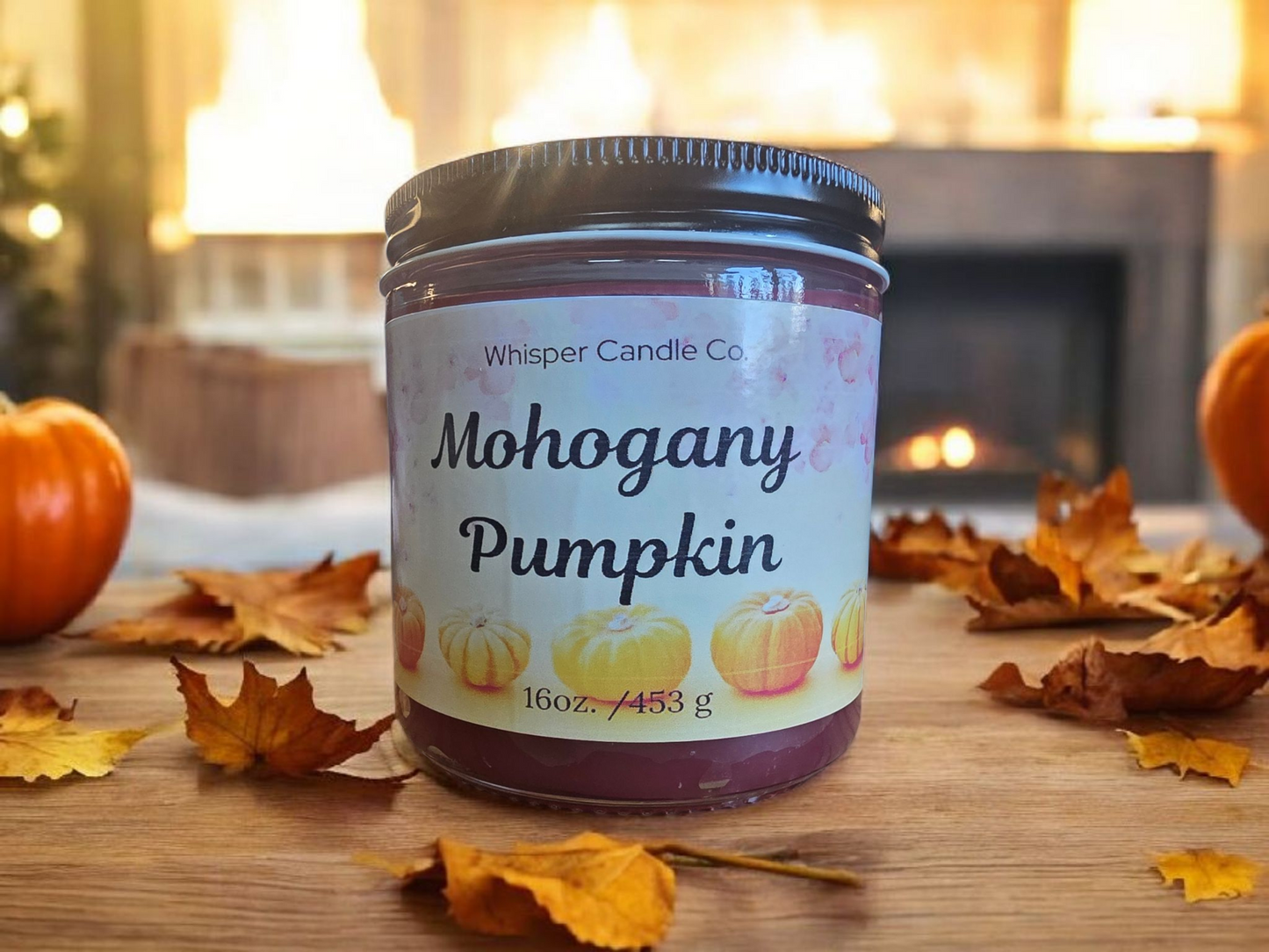 16 oz Mahogony Pumpkin Jar Candle